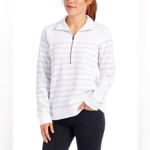 Tommy Bahama Bright White Cassava Stripe Aruba Pullover Sweater Sz Medium Women